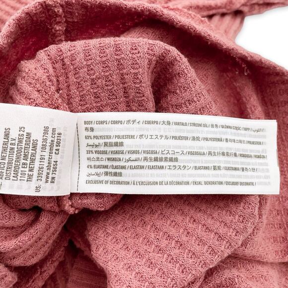 Hollister Waffle Knit Pullover Pink S Cropped Fall Cozy Top - Picture 8 of 11